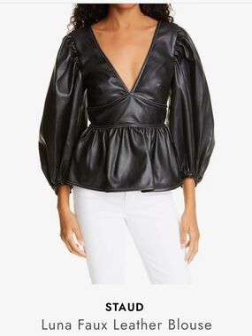 Luna Vegan Leather Peplum Top
